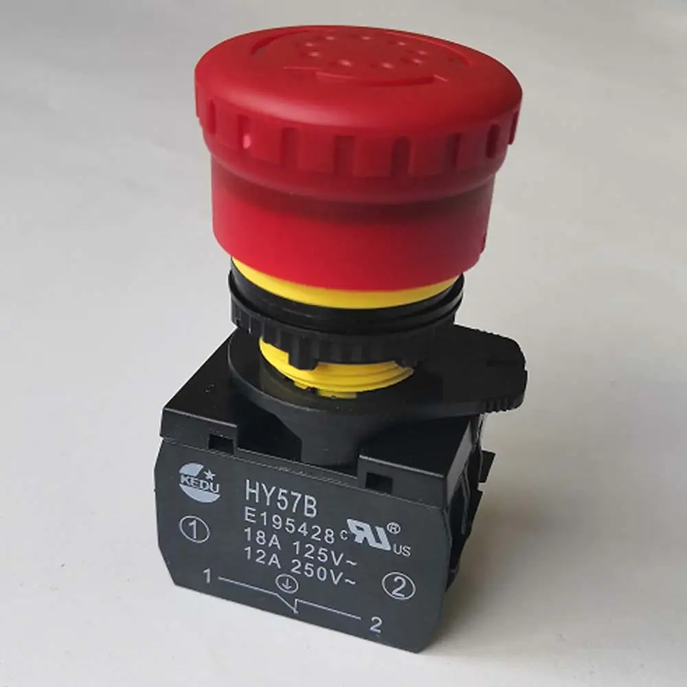 KEDU HY57B Di Arresto di Emergenza Push Button Switch Industriale Interruttori a pulsante per Macchinari e Attrezzature 2NC 125 V/250 V/ 400V 18/12/8A