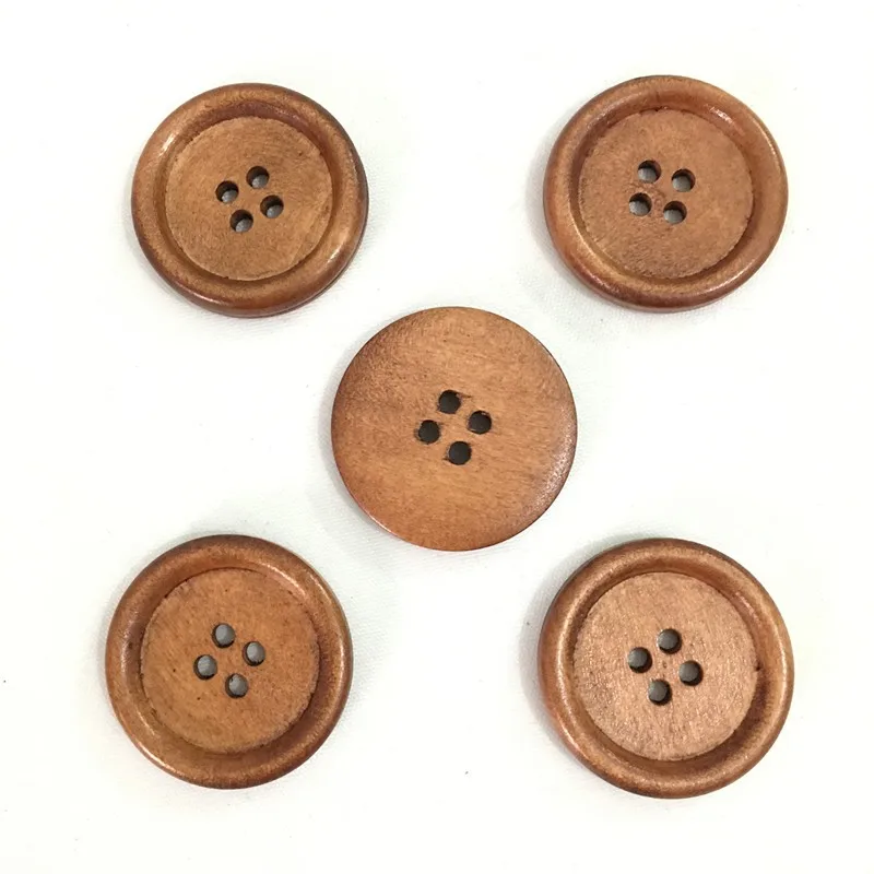 25PCs DIY Retro natural color wooden buttons 30 mm DIY sewing clothes button for craft scrapbooking sewing 7NK185