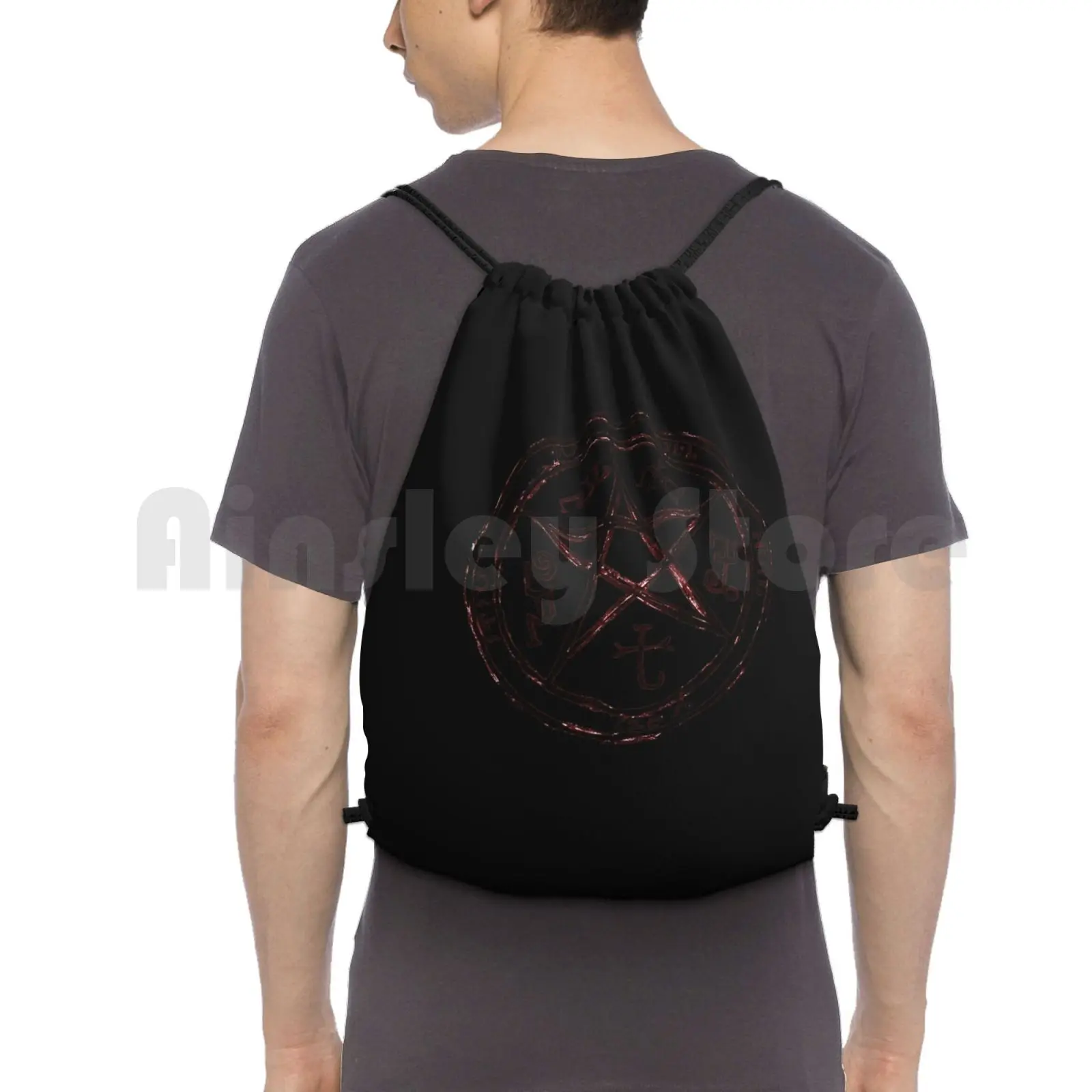 Devils Trap Backpack Drawstring Bag Riding Climbing Gym Bag Devils Devil Trap Supernatural Sam Dean Winchester Castiel