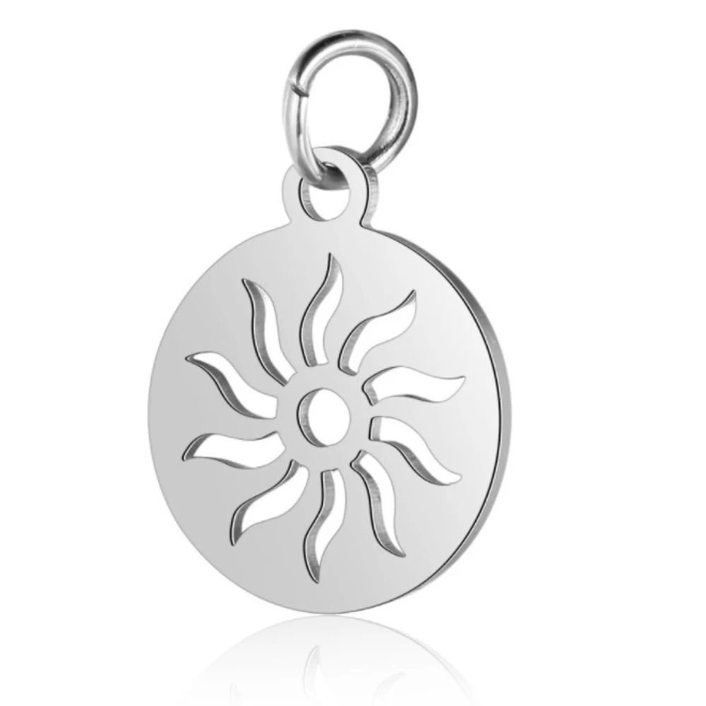 10 Stück/Set Edelstahl-Sonnenanhänger Großhandel DIY Schmuckherstellung Anhänger Schmuckherstellung Charms Anlauffarbener Stahl-Anhänger – Detail 4