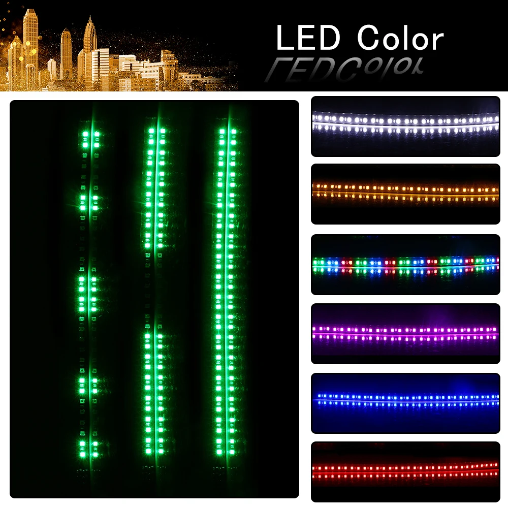 30CM 11.8\'\' Led Car Strip Scanning Light 3528 32 12V Flash Decorative Knight Rider Light Flexible Waterproof White Red Blue 2Pcs