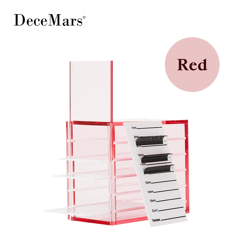 DeceMars  False Eyelashes Storage Box 5 Layers Acrylic Pallet Lash Holder RED/BLUE/WHITE