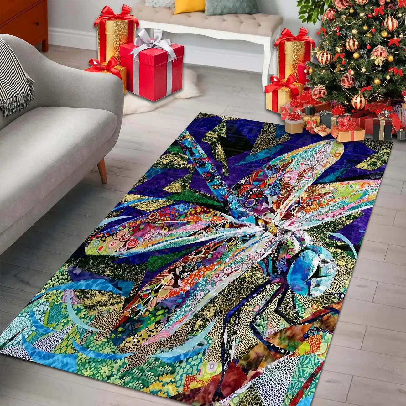 

Dragonfly Christmas 3D Printed Rugs Mat Rugs Anti-slip Large Rug Carpet Home Decoration