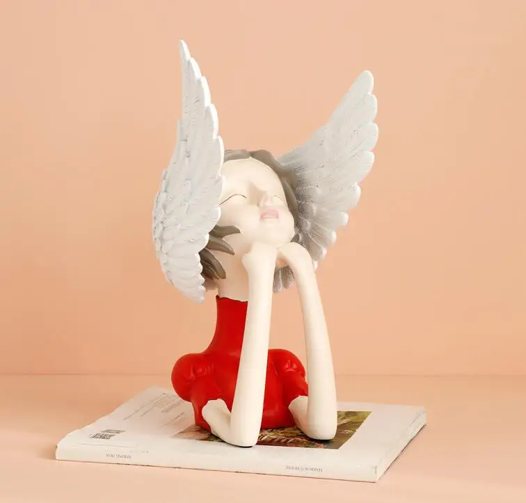 

Nordic Angel Wings Girl Resin Sculpture Home Livingroom Desktop Figurines Crafts TV Cabinet Coffee Table Accessories Decoration