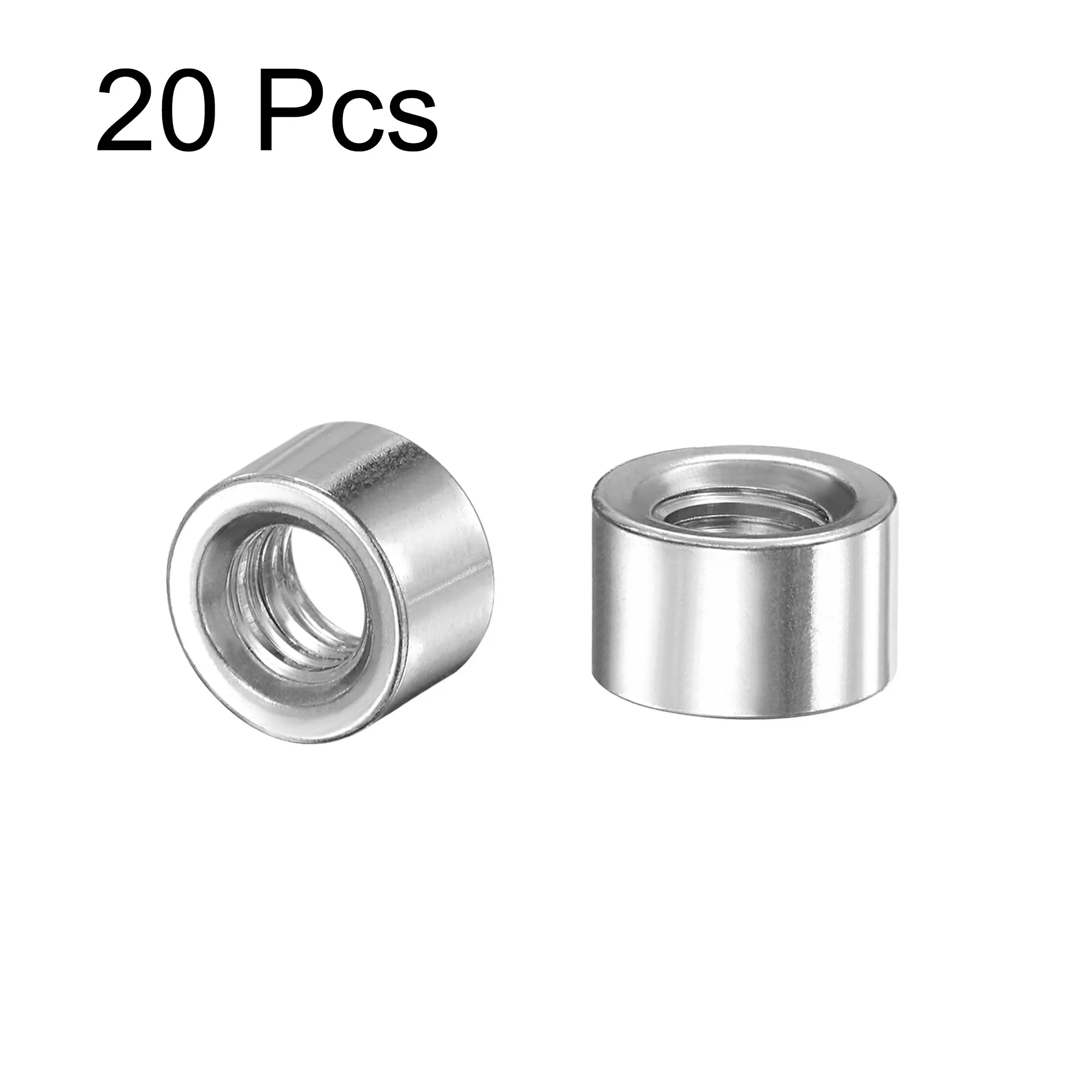 Uxcell 20pcs Round Weld Nuts, M6 x 10mm x 6mm Weld On Bung Female Nut Threaded - 201 Stainless Steel Insert Weldable