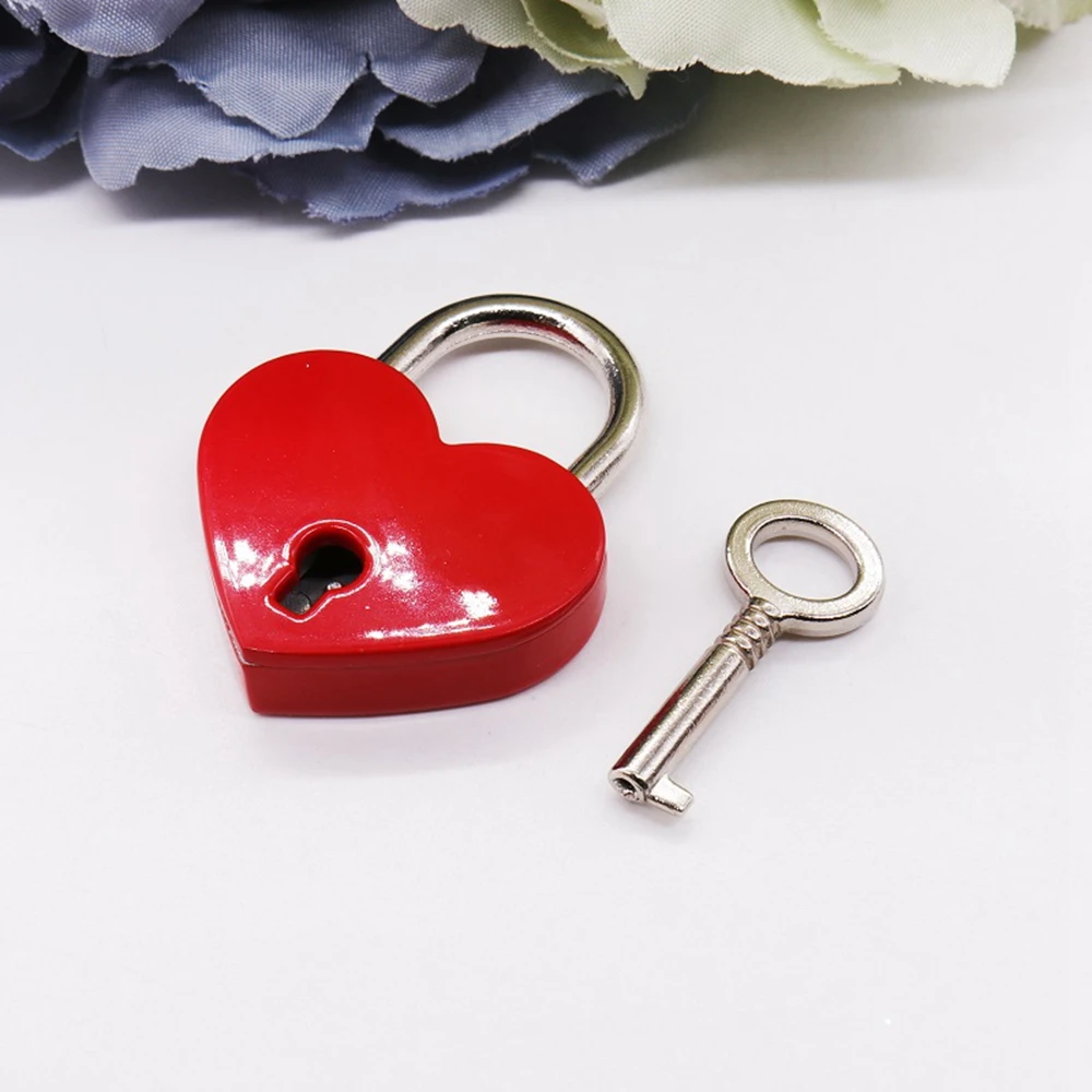 Lucchetti a forma di cuore Mini lucchetti Vintage in stile antico antico con serratura a chiave per valigetta per libri da viaggio
