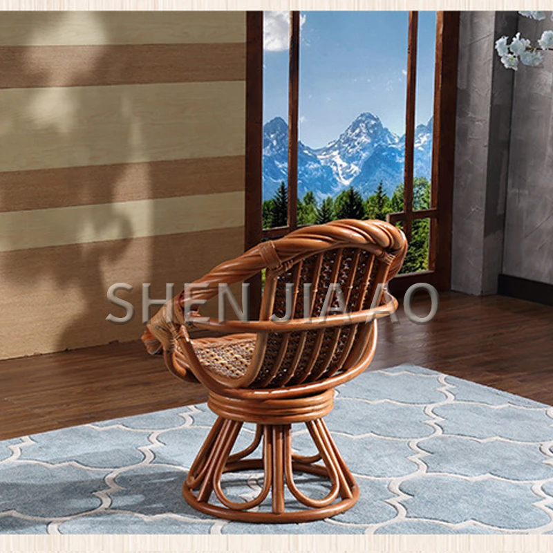 1PC Rattan Wicker Balcony Chair Living Room Lounge Chair Combination Natural Real Rattan Swivel Chair