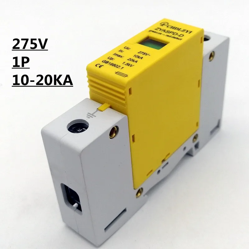 SPD DC 275v 1 P 10 ~ 20KA Surge Schutz Gerät Ableiter Niedrigen Spannung Haus 3 pole Surge Protector 1 P + N blitzschutz