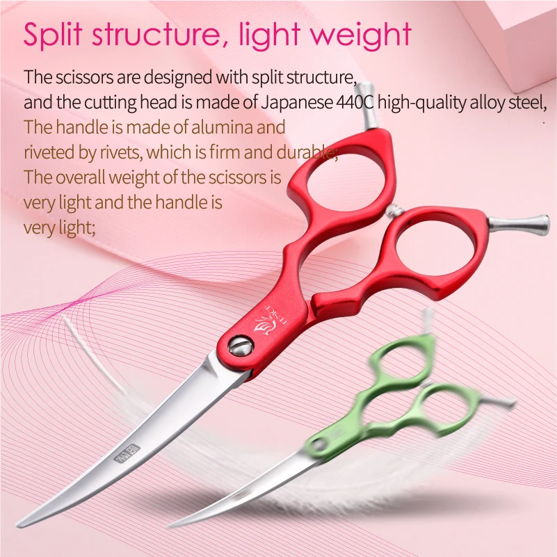 Fenice 6.0/6.5 inch Dog Pet Grooming Tools Scissors Curved JP440C Shear Teddy with High Quality Alloy Handle Light and Soft 가위