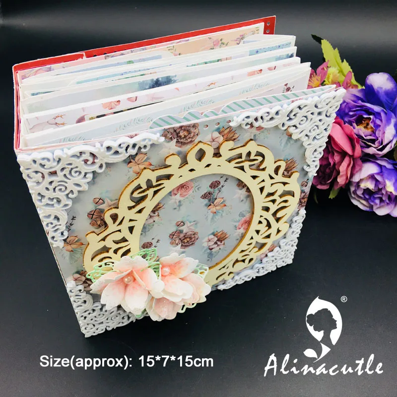 Alinacutle Metal Cutting Die Cut DIY Mini Album Template Flower Border Scrapbooking Paper Craft Handmade Card Punch Art Cutter