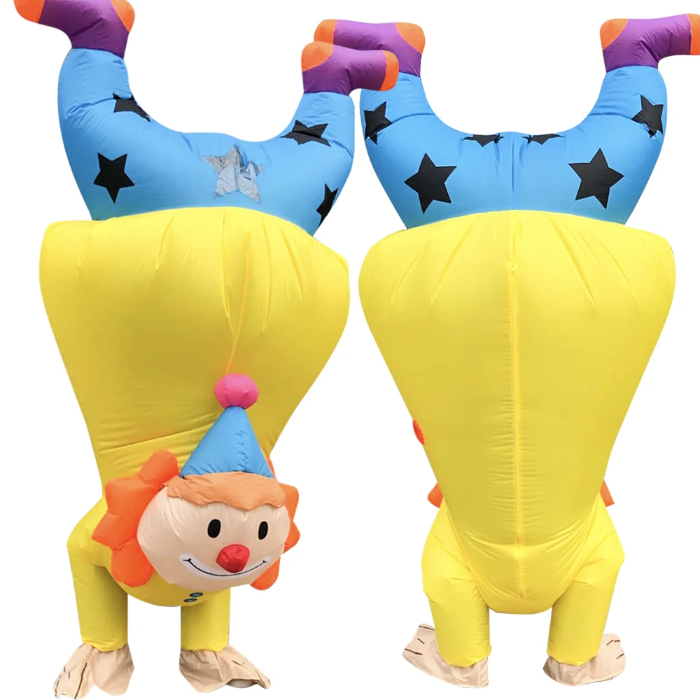 

New Blow Up Handstand Clown Inflatable Costume Funny Halloween Mascot Costumes for Adult Christmas Suit Cosplay Party Game