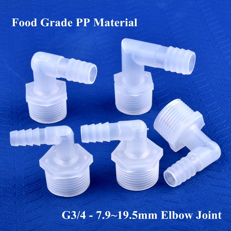 5~200pcs G3/4 To 7.9~19.5mm Food Grade PP Pagoda Elbow Connector Garden Irrigation Water Hose Joint Aquarium Fish Tank DIY Joint