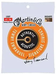 MartinGuitar Acoustic Flexible Core Tommy's Choice MA540FX, 92/8 Phosphor Bronze, Light Guitar Strings