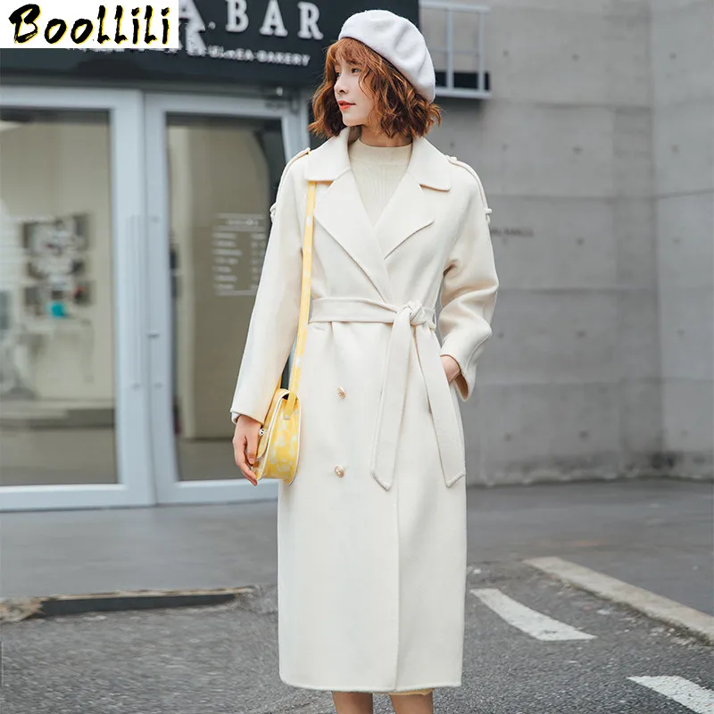 

Wool Boollili 100% Coat Autumn Winter Jacket Women Double Side Woolen Coat Female Jacket Korean Long Jackets Abrigo Mujer