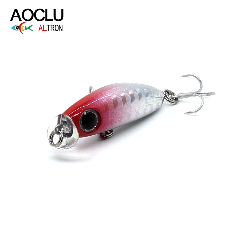 AOCLU-Mini Floating Minnow Hard Bait Lure, Small, Short Bib, Shallow Diver, 3D Big Eyes, Beach Rock Cast Fishing, 35mm, 2.1g