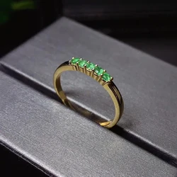 CoLife Jewelry 925 Silver Thin Ring for Daily Wear 5 Pieces 2mm Natural Emerald Ring Sterling Silver Gemstone Ring