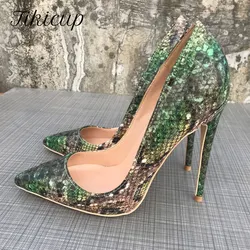 Tikicup Camouflage Croc-Effect Embossed Women Sexy Stiletto High Heels Italian Style Ladies Chic Pumps Wild Pointy Party Shoes