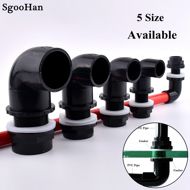 

2~10pcs ID 20~50mm Black PVC Pipe Aquarium Fish Tank Elbow Drainage Joint Home DIY Overflow Thread Water Tank Tube Connectors