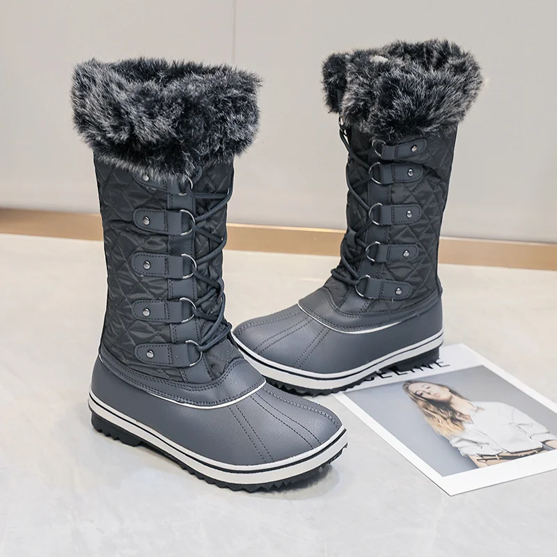 New 2023 Winter Boots Women Snow Boots Winter Shoes Warm Thick Fur Non-slip Waterproof High Boots Woman Shoes Big Size 36-42