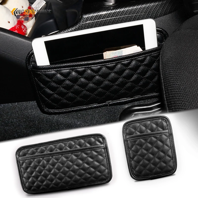 Car Seat Crevice Gap Storage Bag Phone PU Leather Pocket Organizer For Ipad Bills Collection Bag Multifunctional Car Accessories