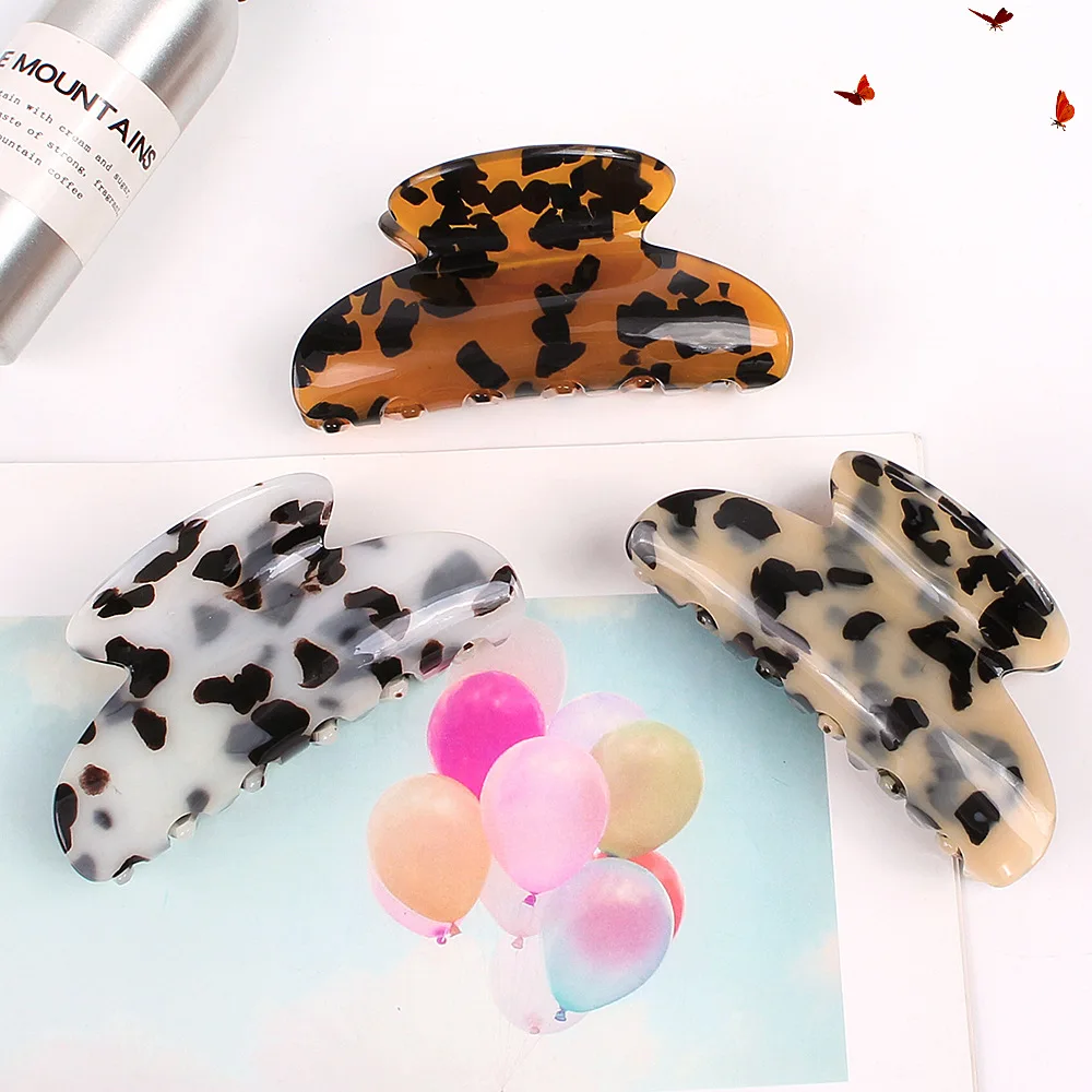 New fashion senior 1Pcs Women Hair Clip Plastic Large high-grade wood pattern leopard acrylic Marbled vintage Accessories