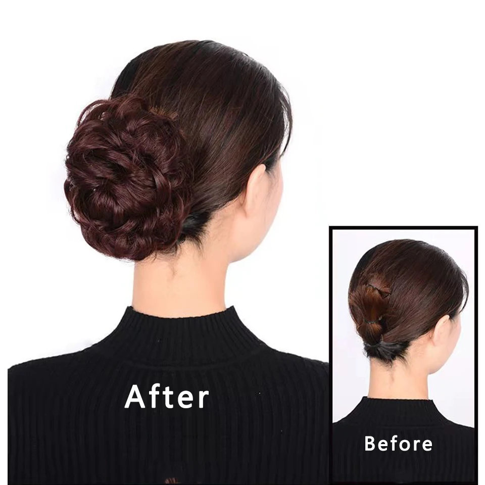 Yihan Synthetic Clip In Curly Hair Extension Synthetic Hair Pieces Chignon Women Updo Cover Hairpiece Extension Hair Buns