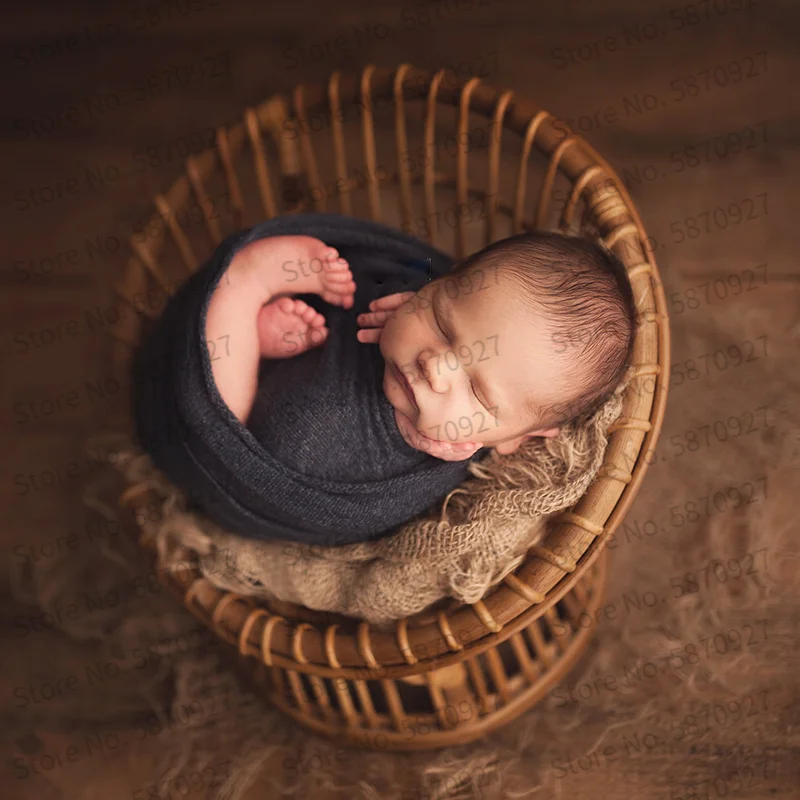 Newborn Photography Props Fotografia Retro Rattan Chair Photography Basket Furniture Newborn Shooting Bebe Accessories