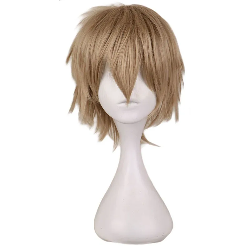 Danganronpa Byakuya Togami Cosplay Dark Blonde Wig Brown Short Wig Dangan Ronpa Byakuya Eye Glasses Synthetic Hair with Wig Cap