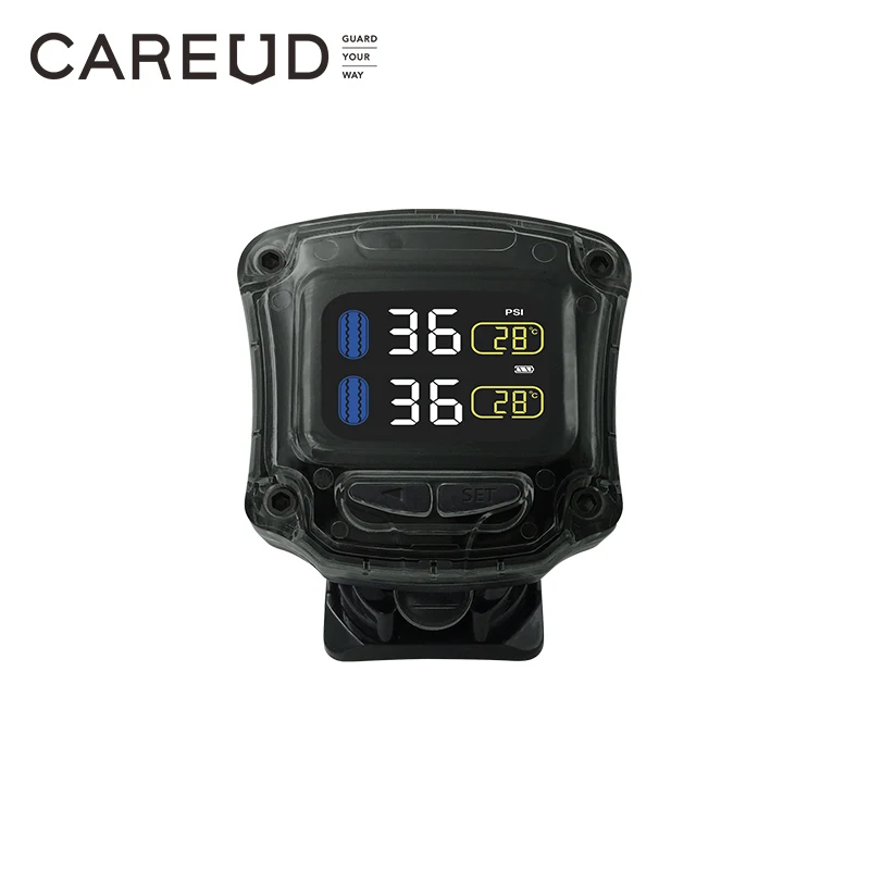 Careud TPMS لاسلكي إطار درّاجة ناريّة نظام مراقبة الضغط مع 2 حساسات داخليّة/خارجيّة LED عرض USB شحن