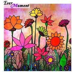 Ever Moment Diamond Painting Handmade Colorful Flower Full Square 5D DIY Diamond Embroidery Mosaic Decor Household ASF1801