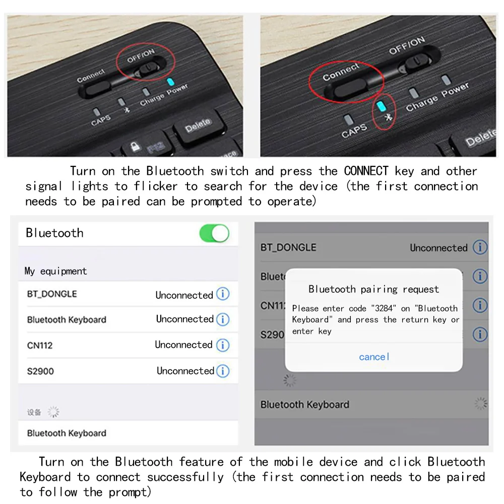 Клавиатура Беспроводной Bluetooth клавиатура для планшетного компьютера телефона мини Аккумуляторная клавиатура + (планшетный ПК/мобильный те...