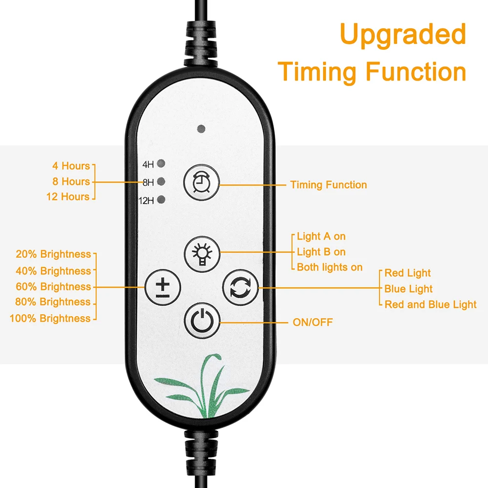 Cây Phát Triển Sáng Chống Nước Full pectrum LED Phát Triển Đèn Trong Nhà Thực Vật 15/30/45/60W với Bàn Làm Việc Kẹp có Hẹn Giờ 4/8/12H D30