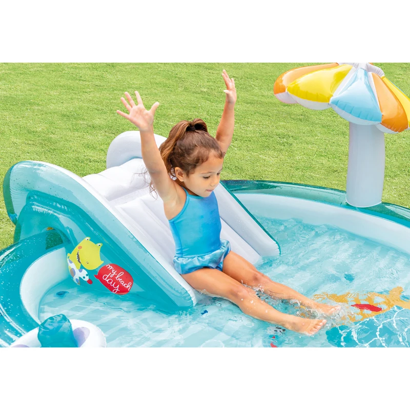 Gator Outdoor Inflatable Pool for Children Water Play Center with Slide 57165