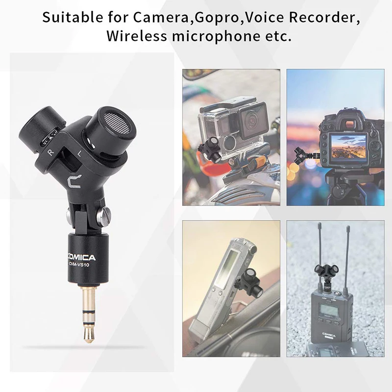 Stereo Microphone COMICA CVM-VS10 XY Cardioid Mini Mic for Gopro Camera,Android Smartphone Video Recording((3.5mm TRS)