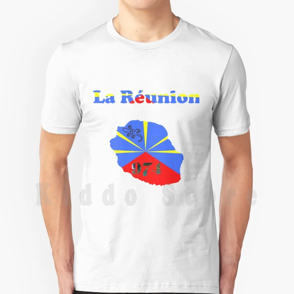 Reunion 974 T Shirt DIY Big Size 100% Cotton The Meeting 974 Reunion Island Flag Regional Flag Creole Reunionese Indian Ocean