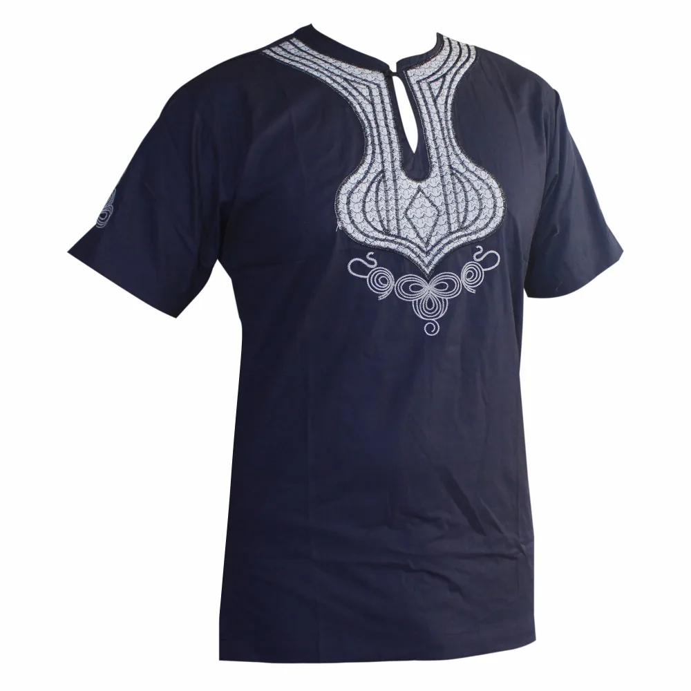 Camiseta feminina ultrafina e bordada, roupa masculina tradicional de ankara