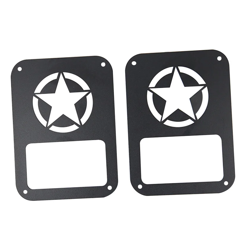 

For Jeep Wrangler JK & Unlimited 2007-2017 Freedom Star Black Metal Tail Light Guards Covers Factory auto accessories