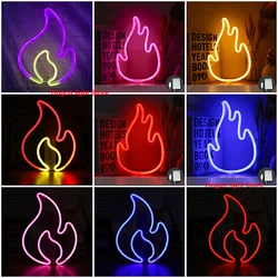 Flame Fire Neon Sign Lights, Logo LED Wall, Confrontion Decoration Lamp, Nightlight for Room, Bar Shop Party, Birthday Holiday