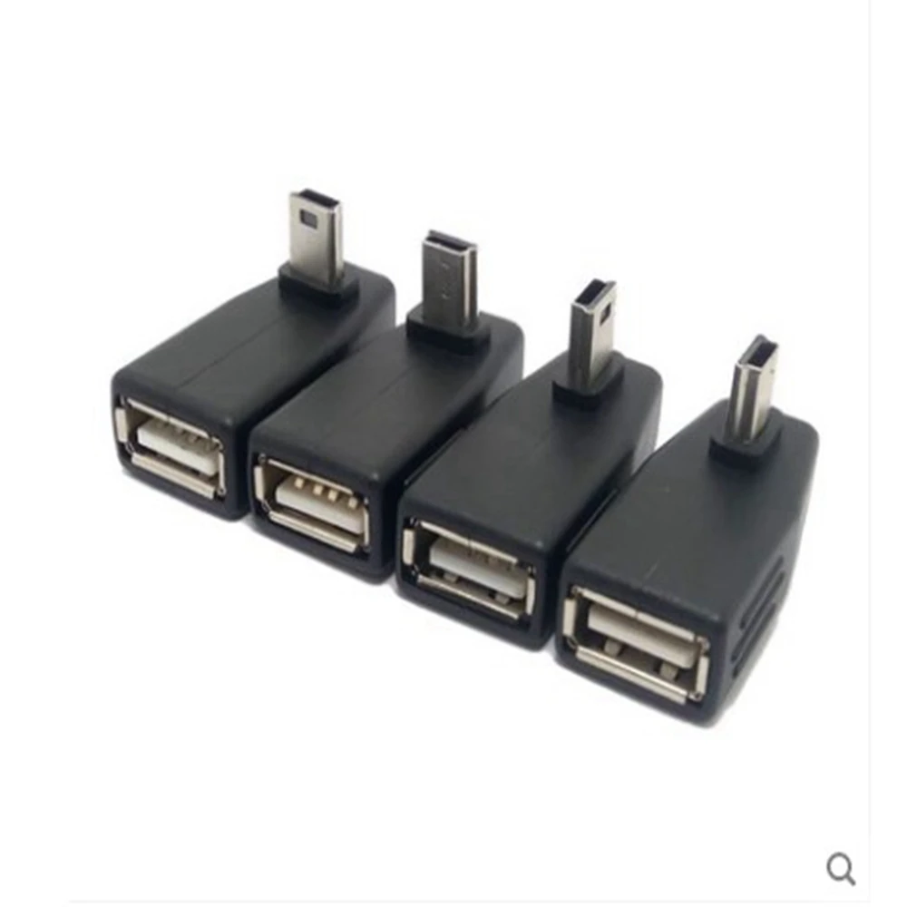 Mini USB 5PinชายUSBหญิง 90 องศาแปลงอะแดปเตอร์ข้อมูลสำหรับรถMP3 MP4 แท็บเล็ตโทรศัพท์U-Di