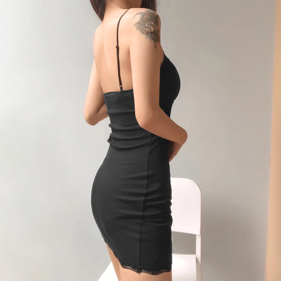 Sylcue Summer European And American Web Celebrity With Sexy Lace Slim Waist Girdle Skirt Show Thin Dress Women'S Party Night