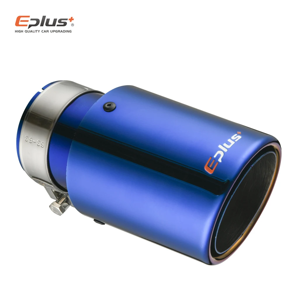 EPLUS Car Stainless Steel Muffler Tip Exhaust System Universal Crimping Blue Decoration Exhaust Pipe Mufflers For Akrapovic