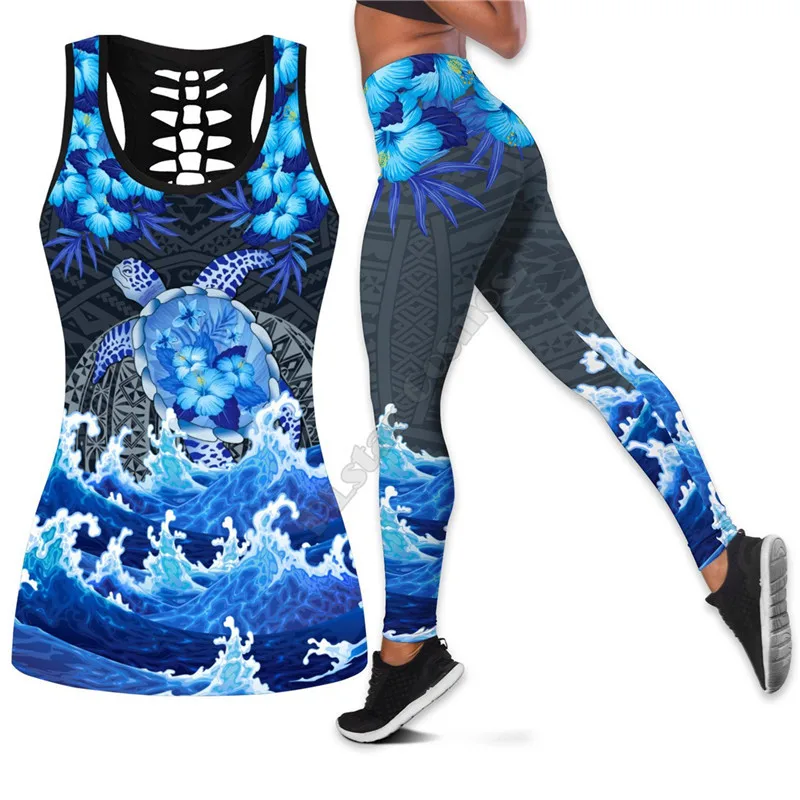 Premium Nurse Combo Outfit Leggings and Hollow out Tank Top Suit Yoga Fitness Soft Legging Summer Women For Girl