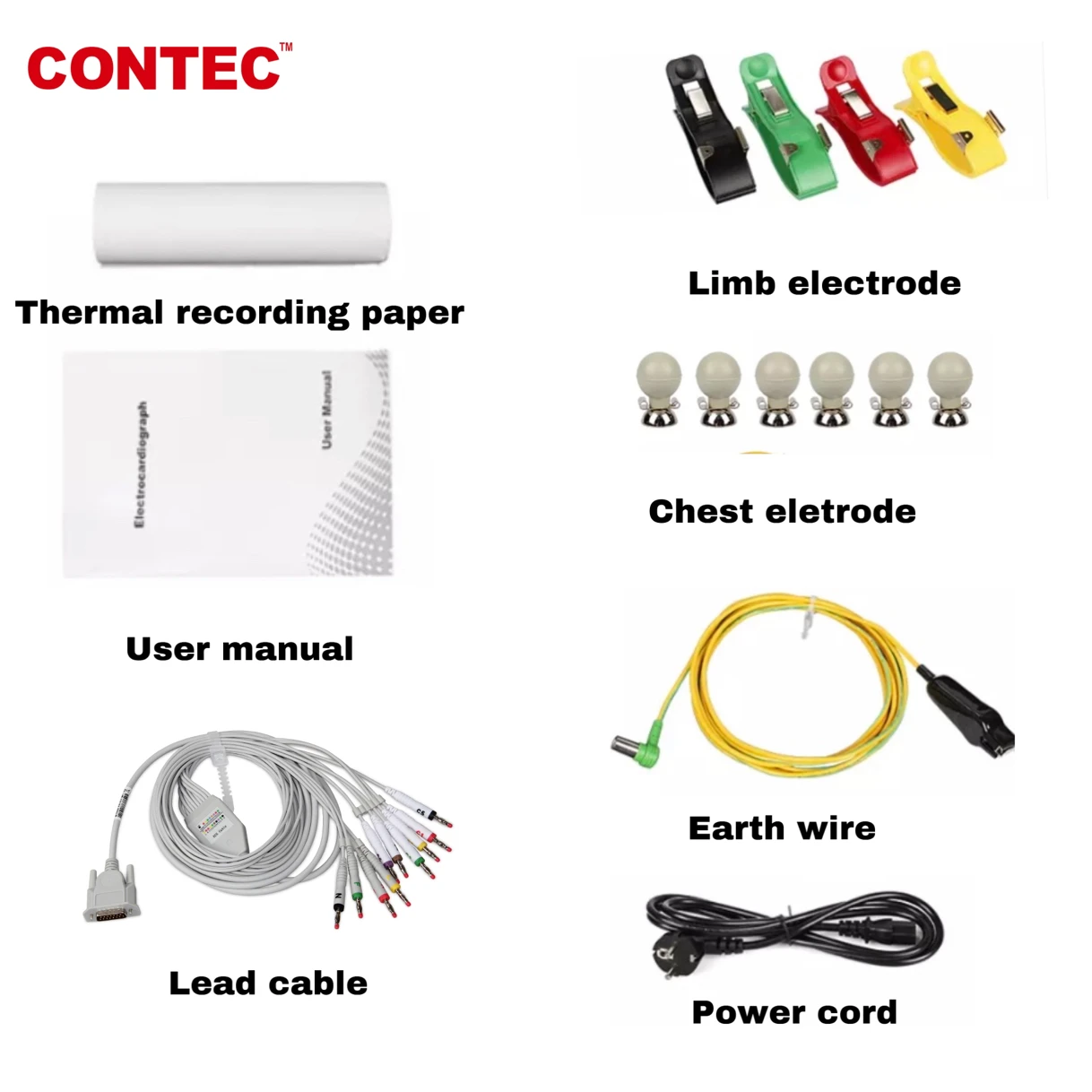 CONTEC LCD Touch Screen 12-Lead Electrocardiograph Resting ECG ECG600G