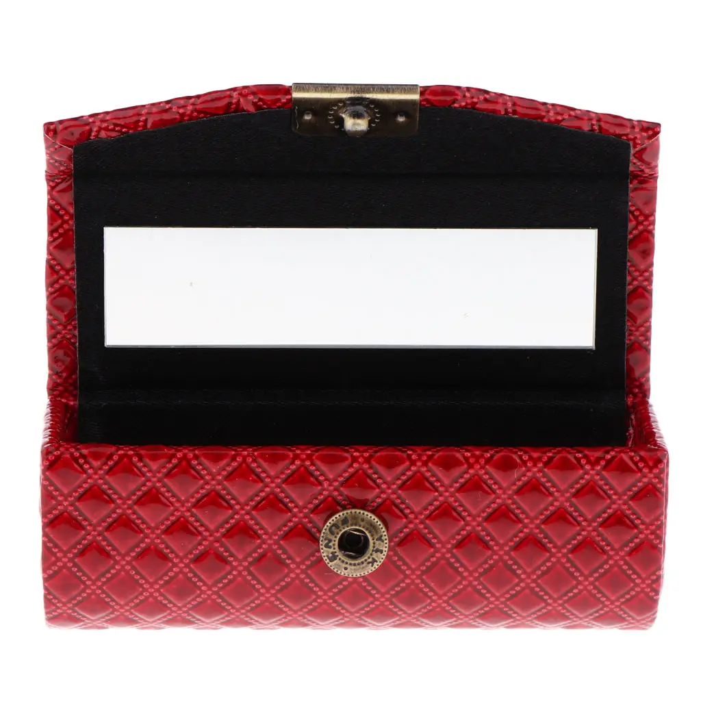Premium Leather Lipstick Case Holder with Mirror, Comfortably Fits in A Purse Or , Great for Daily Use,Party,Dating
