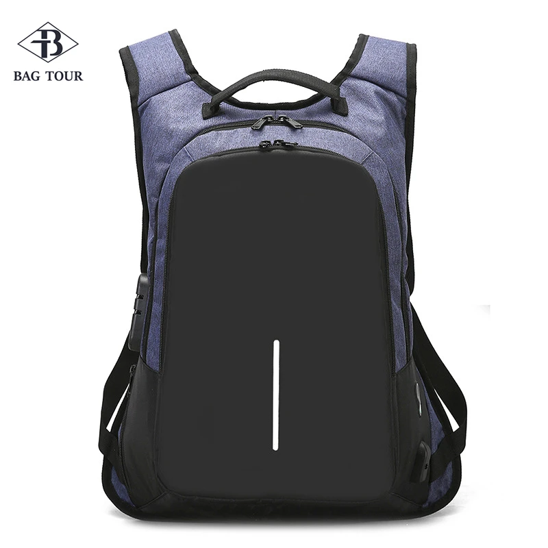 Smart Safe Bag for Men Business Backpack Anti-theft Office Worker Pack Laptop Shoulder Bag Large Locking Bag Reflective Stripe