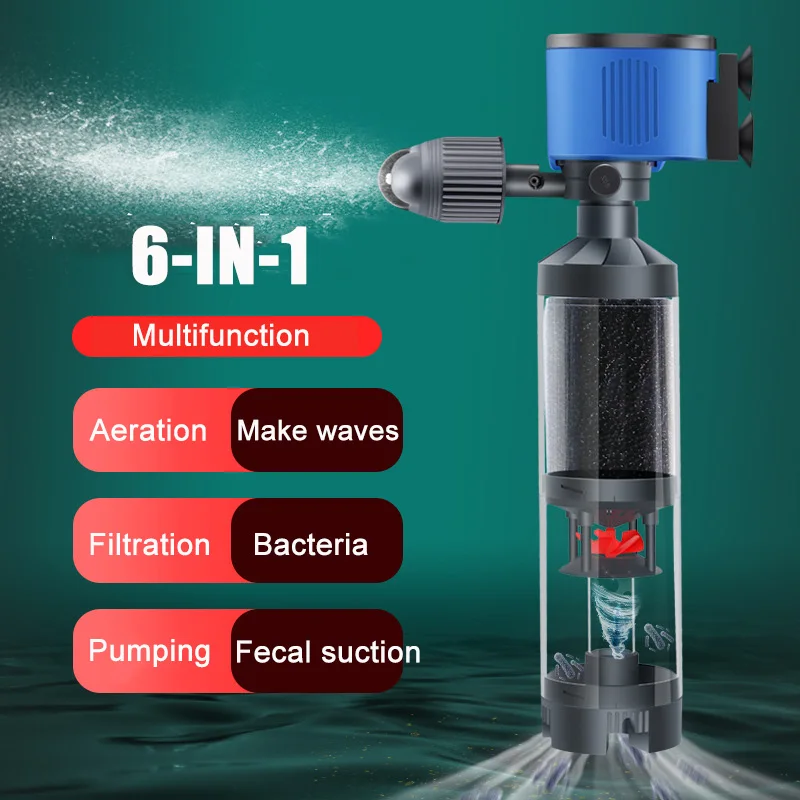 

Quiet Fish Tank Built-in Water Filter Circulating Pump Fecal Separation Collector Oxygenation Pump Aquarium Pumping 110V 220V