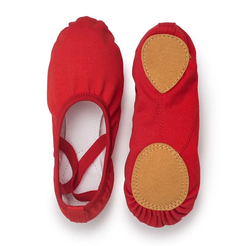 USHINE Quality red professional Ballerina Split-Sole Canvas Dance Gymnastics Kids Yoga Ballet Flats Children Dance Shoe Woman