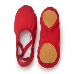 USHINE-Ballerine Professionnelle Rouge à Semelle Fendue, Chaussures de breven Toile pour Enfant et Femme