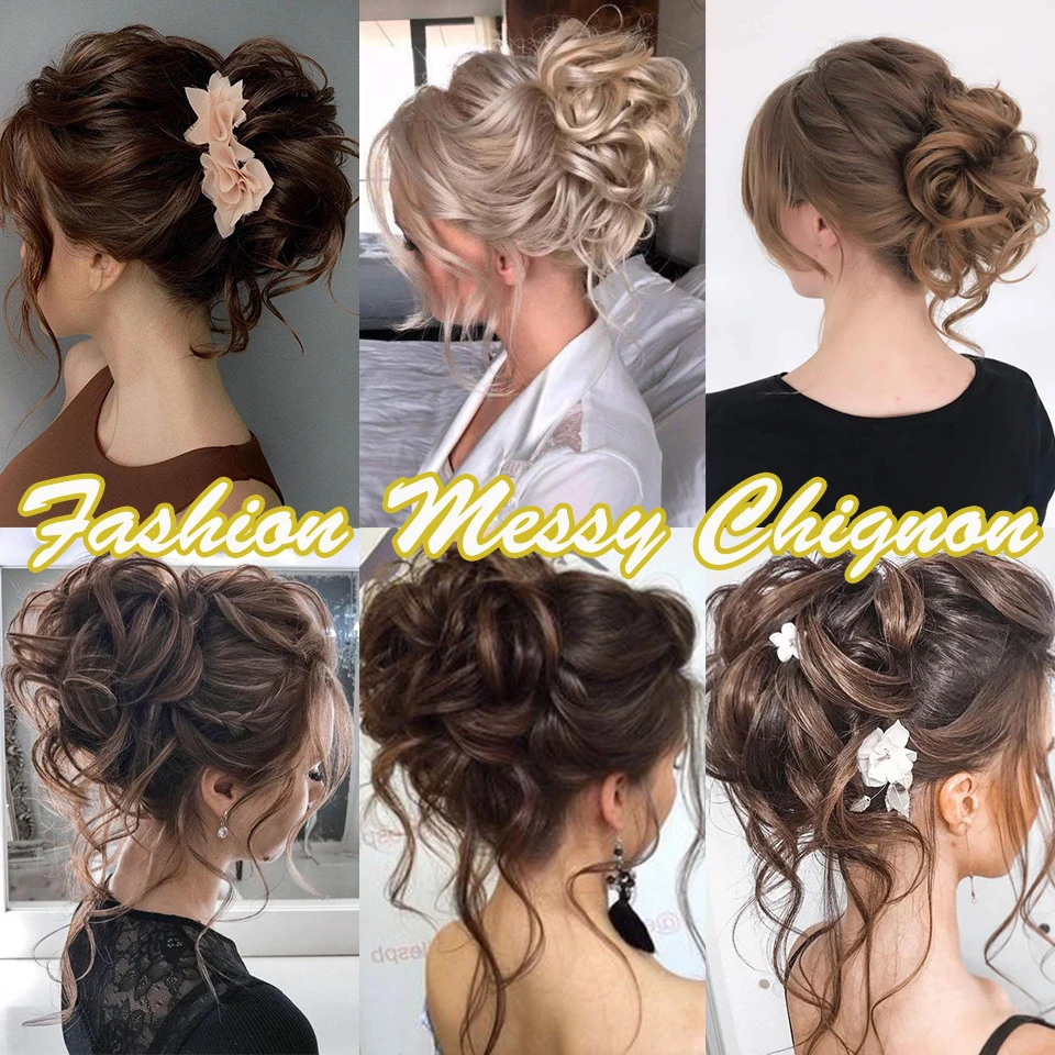 AILIADE Synthetic Messy Chignon Donut Hair Bun Headwear Elastic Rope Rubber Band Hairpiece Hair Extensions for Women Wedding