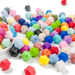 Cute-idea-Cuentas de silicona poligonales, 14mm, 300 piezas, juguete mordedor de icosahedro masticable sensorial, productos para bebé sin BPA, accesorios para chupete